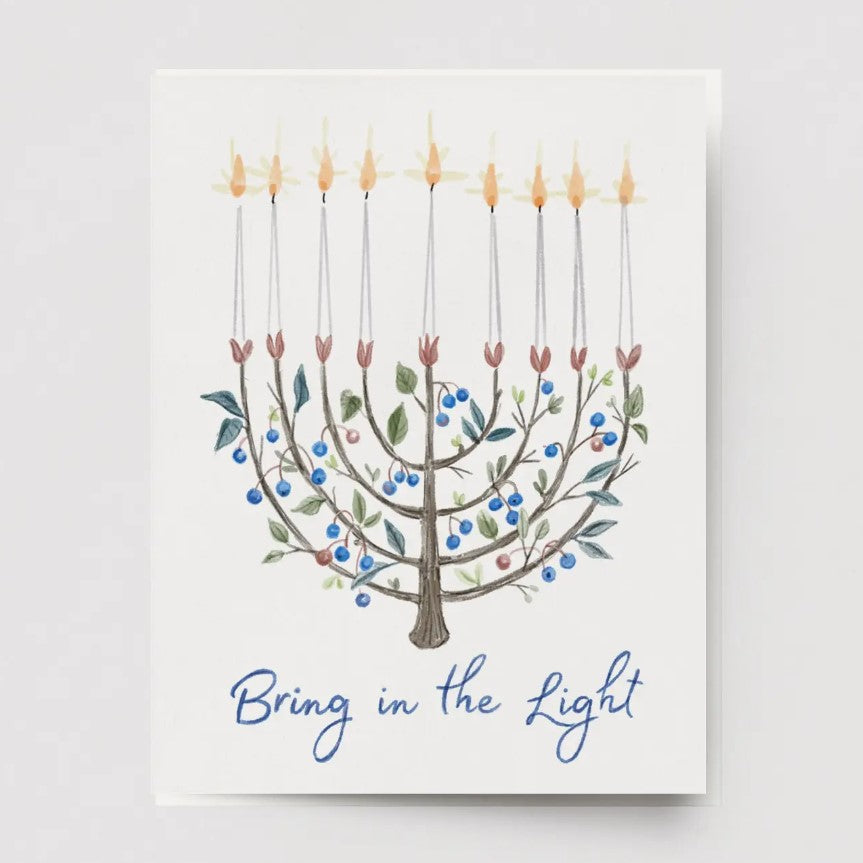 Botanical Menorah Hanukkah Greeting Card