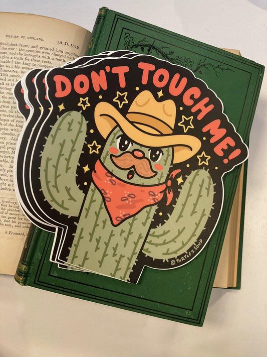 Large Don't Touch Me Cactus Sticker