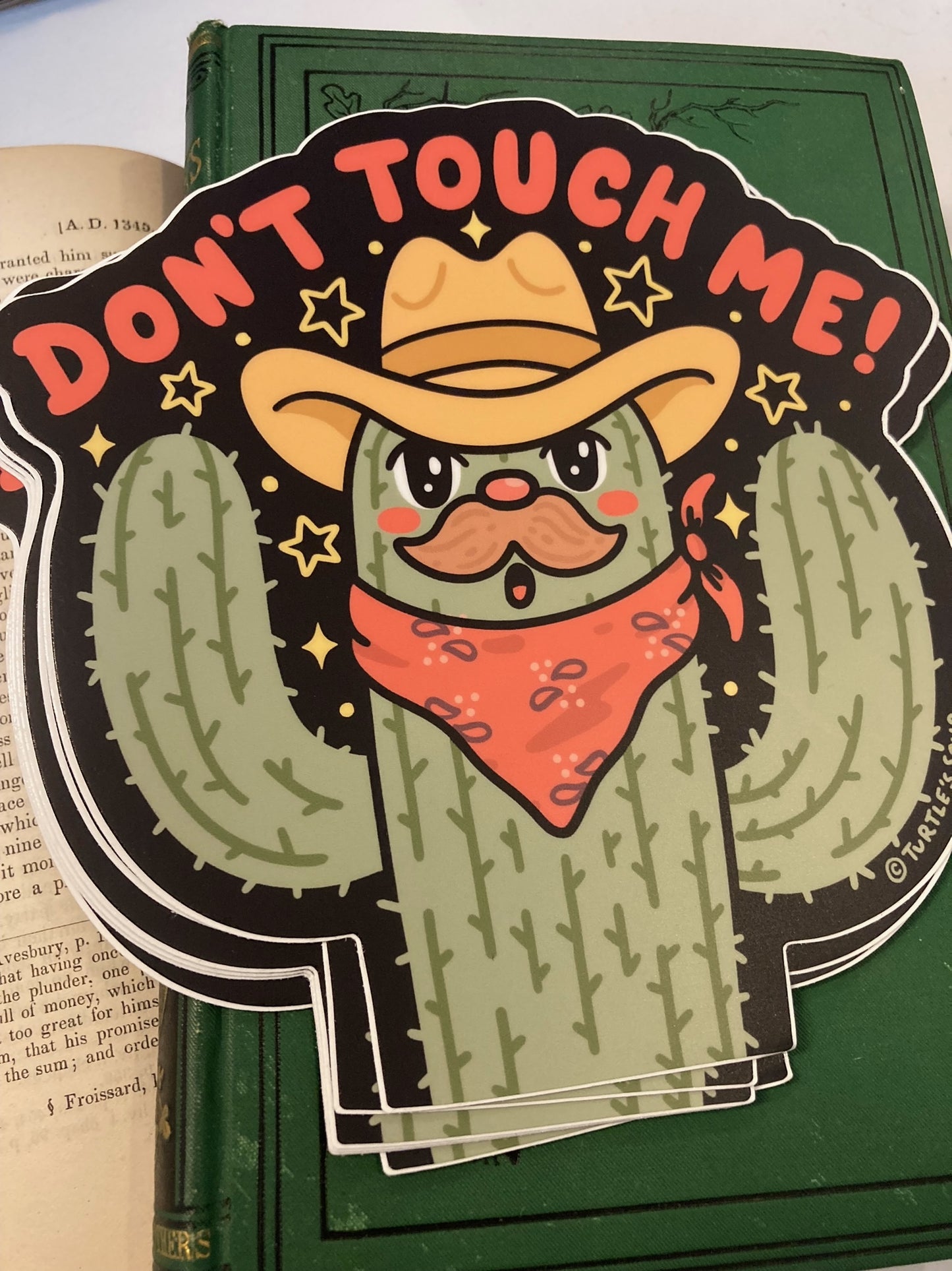 Large Don't Touch Me Cactus Sticker