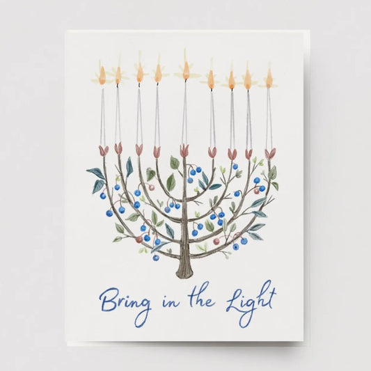 Botanical Menorah Hanukkah Greeting Card