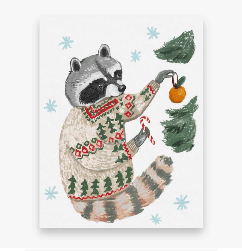 Holiday Racoon Postcard