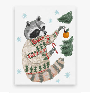 Holiday Racoon Postcard